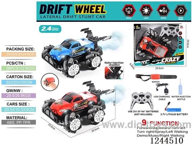 2.4G 9ch rc car W L/M/spray/watch included battery