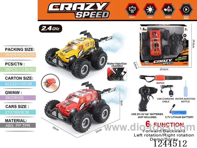 1:16 2.4G 6ch rc car with watch/spray included battery