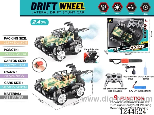 2.4G 9ch rc car W L/M/spray/watch included battery