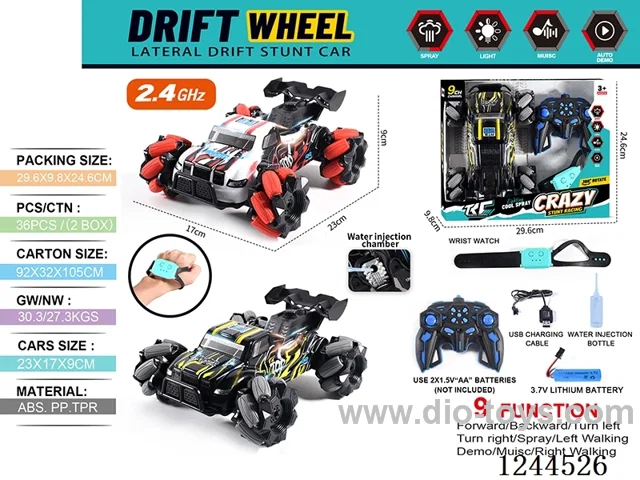 2.4G 9ch rc car W L/M/spray/ watch included battery