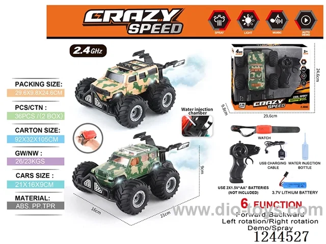 1:16 2.4G 6ch rc car with watch/spray included battery