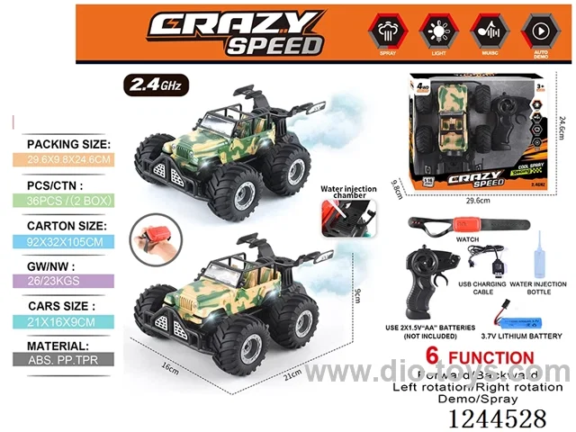 1:16 2.4G 6ch rc car with watch/spray included battery