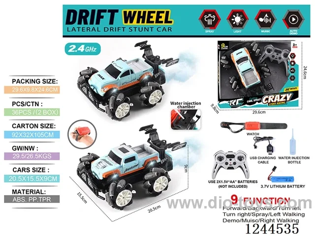 2.4G 9ch rc car 2 mixed W L/M/spray/watch included battery