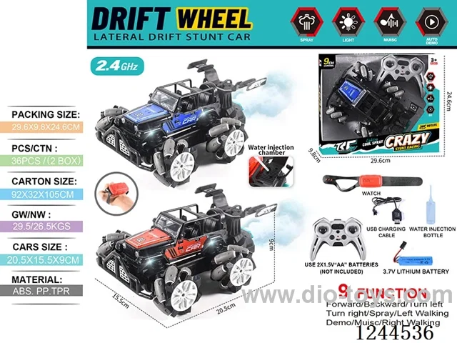 2.4G 9ch rc alloy car W L/M/spray/watch included battery