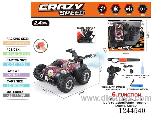 1:16 2.4G 6ch rc car with watch/spray included battery