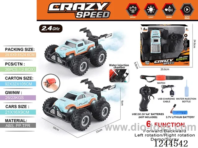 1:16 2.4G 6ch rc car 2 mixed with watch/spray included battery