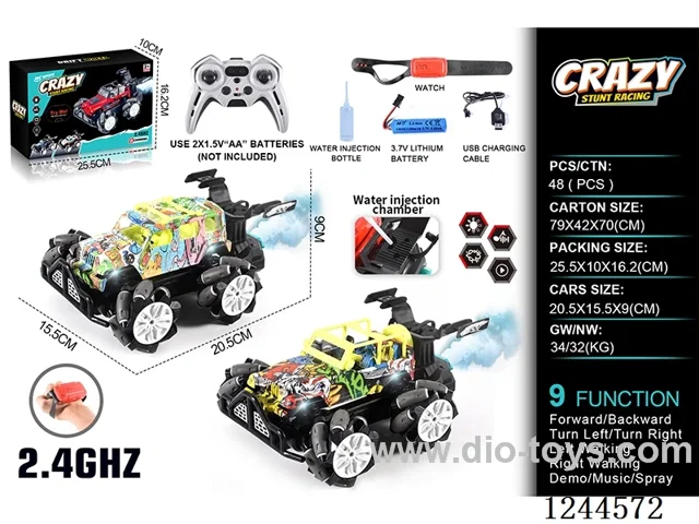 2.4G 9ch rc car 2 mixed W L/M/spray/watch included battery