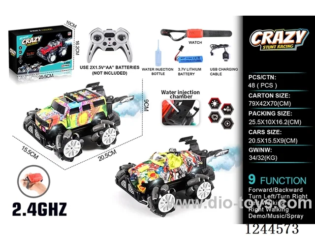 2.4G 9ch rc car 2 mixed W L/M/spray/watch included battery