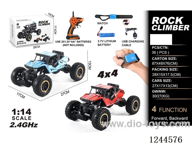 1:14 2.4G 4ch 4WD rc car with watch included battery