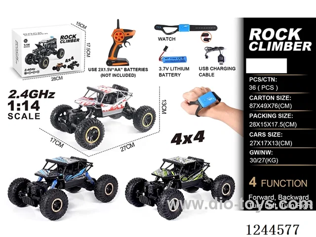 1:14 2.4G 4ch 4WD rc car with watch included battery