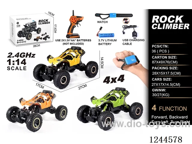 1:14 2.4G 4ch 4WD rc car with watch included battery