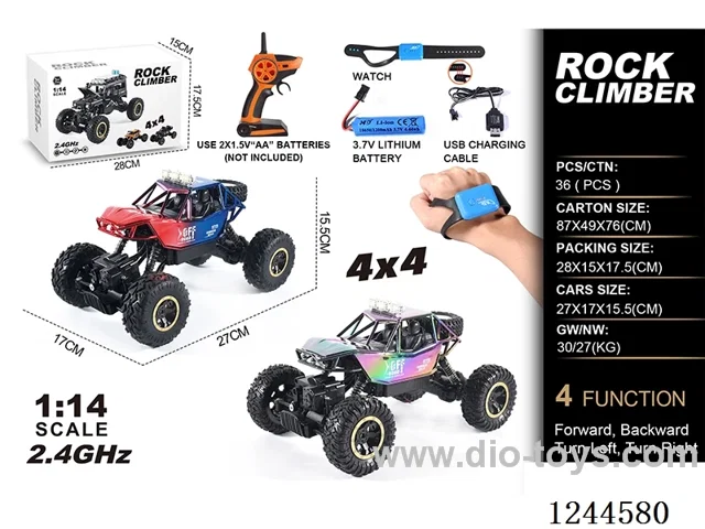 1:14 2.4G 4ch 4WD rc car with watch included battery