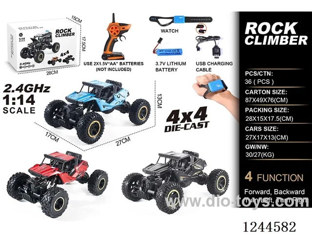1:14 2.4G 4ch 4WD rc alloy car with watch included battery