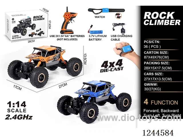 1:14 2.4G 4ch 4WD rc alloy car with watch included battery