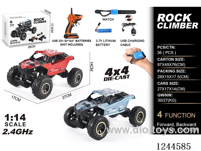 1:14 2.4G 4ch 4WD rc alloy car with watch included battery