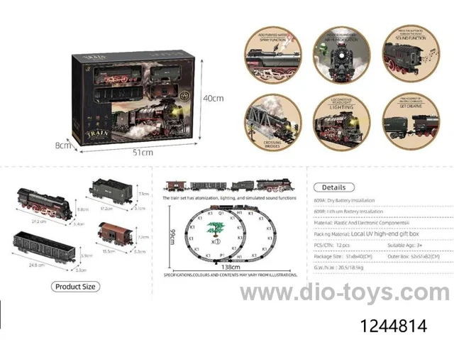 B/O smoking train track with light and sound，include battery