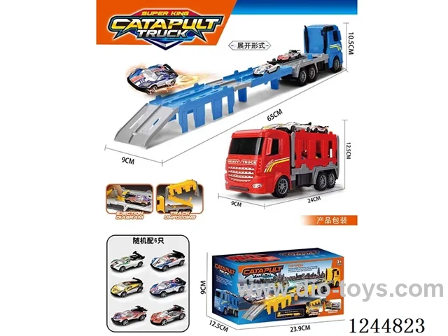 Inertia Tractor Dual Ejector Transporter with 6PCS AB Carts 3 Colours Mixed