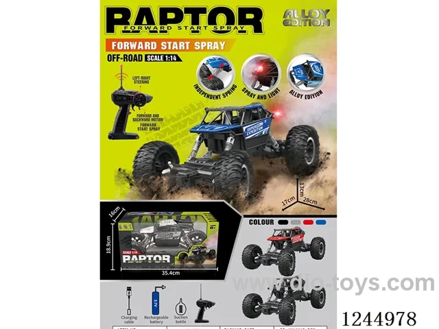 1:14 alloy climbing off-road RC car with light/ spray(included battery) 4 colors