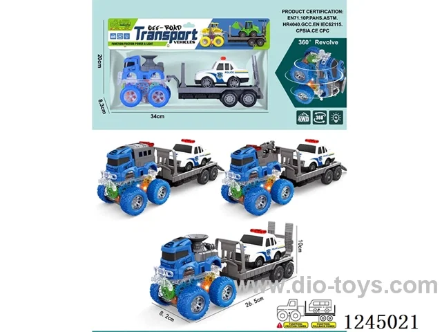 colourful/ 4WD/ dual inertia stunt police vehicle + pull back cartoon police vehicle