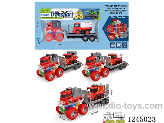 colourful/ 4WD/ dual inertia stunt fire truck + pull back cartoon fire truck