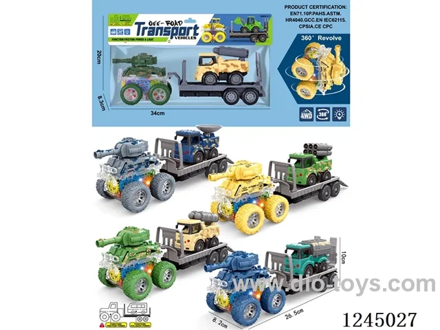 colourful/ 4WD/ dual inertia stunt tank car + pull back military car