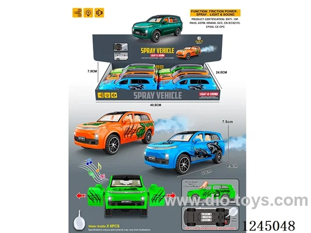 Inertial/Lights/Music/Doors Can Be Opened/Sprayed (+Water Bottle) 6PCS not included battery