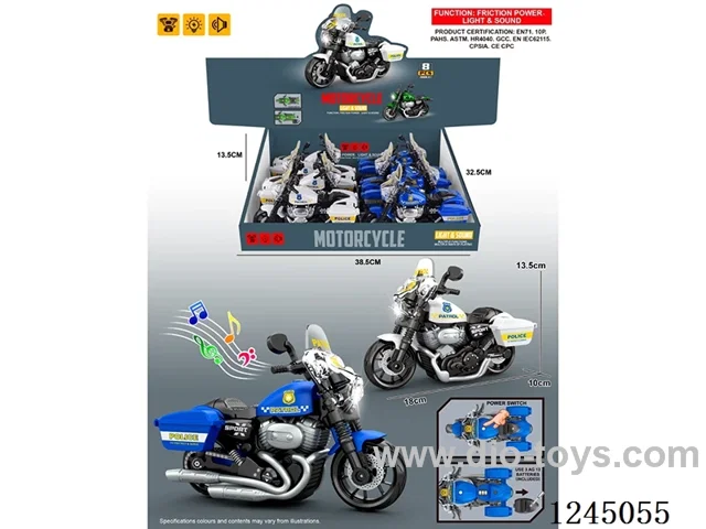 Inertia Harley Motorcycle Police Car/Lights/Music 3 kinds of music/1 button 8PCS included battery