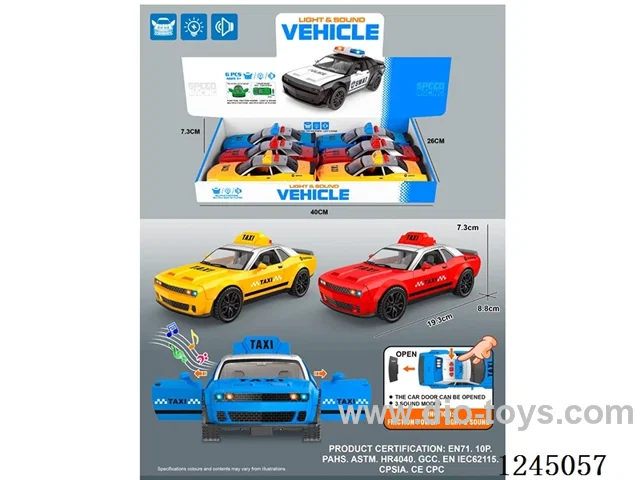 Inertia Taxi TAXI/Lights/Music 3 kinds of music/3 buttons/Can open the door 6PCS Included battery