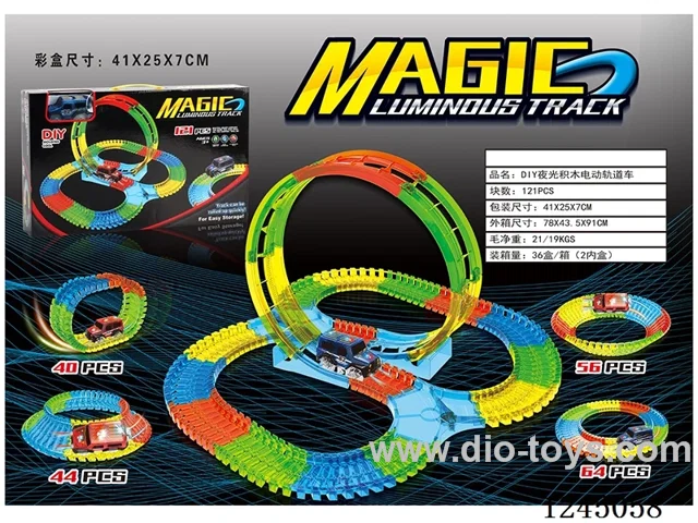 DIY Glow-in-the-Dark Building Blocks B/O Track Car with Lights Not Included battery