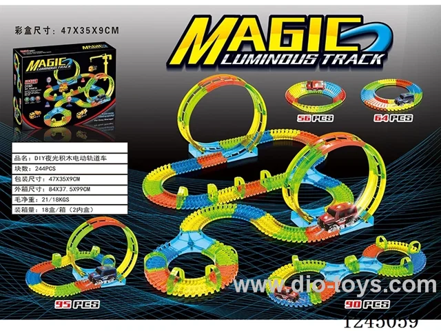 DIY Glow-in-the-Dark Building Blocks B/O Track Car with Lights Not Included battery