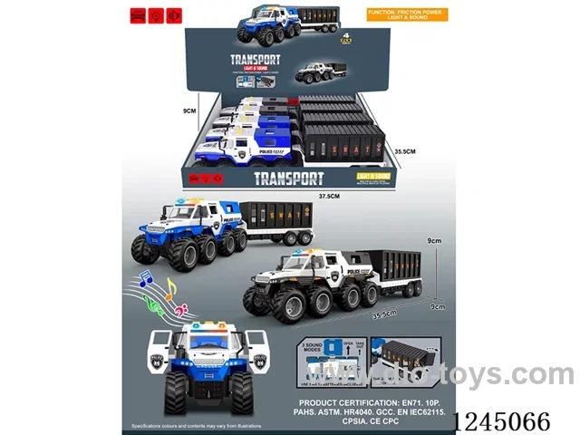 inertia police car+explosive proof car/lights/music 3 buttons/openable door 4PCS included battery