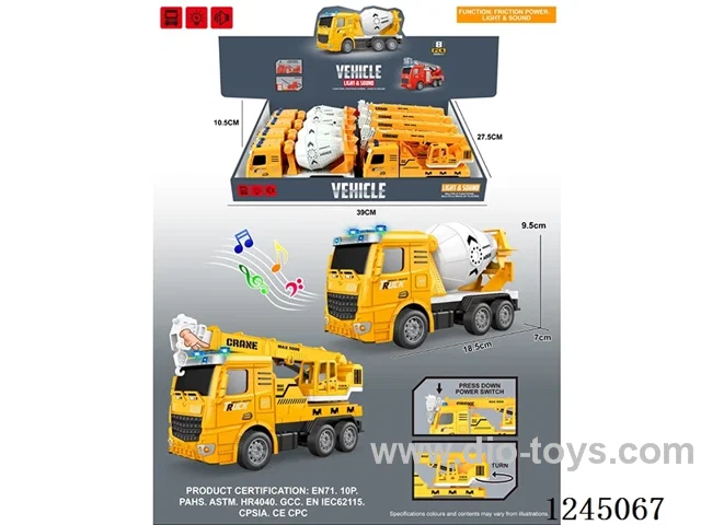 inertia/lights/music/ Pushbutton/Engineering Vehicle 8PCS included battery