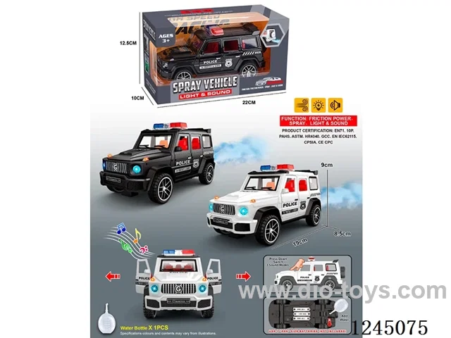 Inertia/Lights/Music/Openable Door/Spray Police Vehicle (+Water Bottle) Not Included Battery
