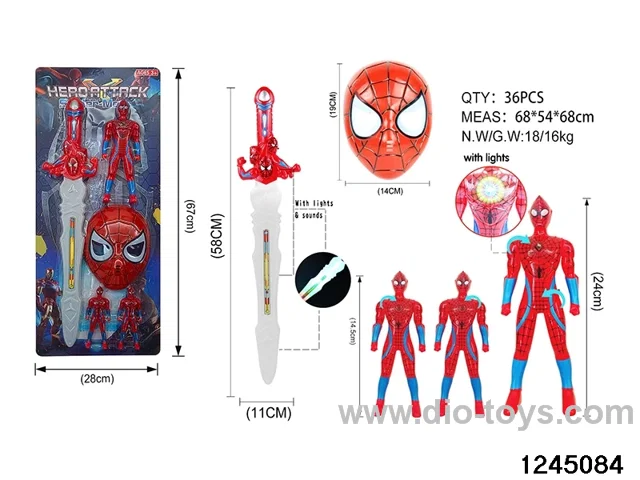 24cm spiderman with light sword & mask