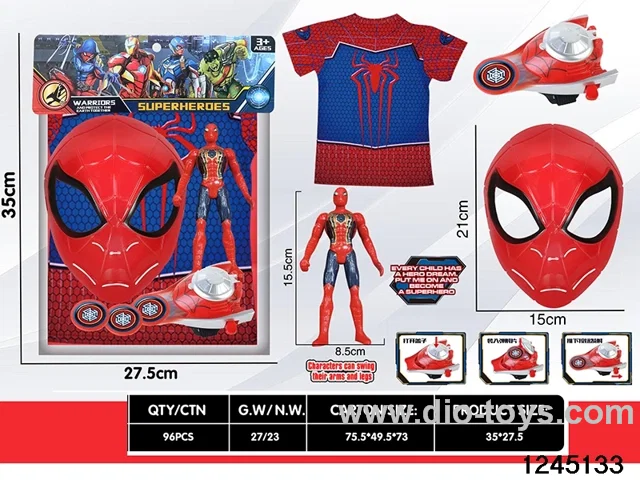 spiderman mask & light figure & clothe & launcher toys sets