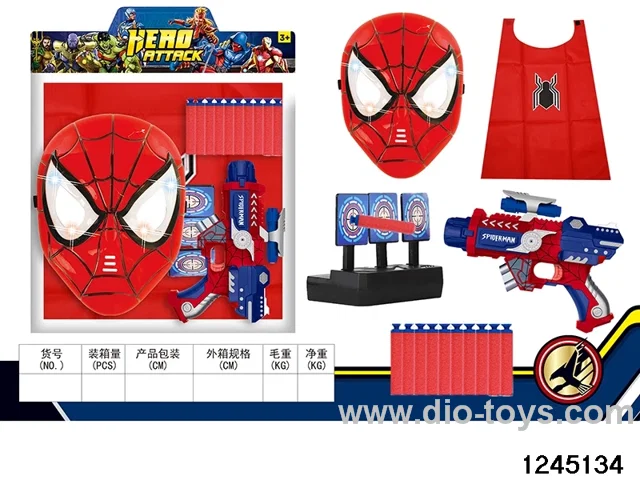 spiderman light mask  with projection gun & dartboard & cape toys sets