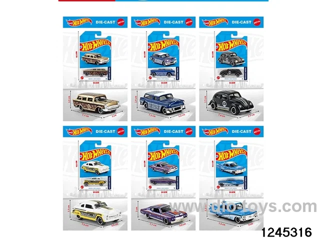 1:64 free wheel metal car (6 style random mix)