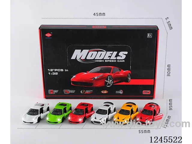 1:32 pull back Alloy Car with Lights/IC Ferrari Zenvo Mixed (12pcs/box)