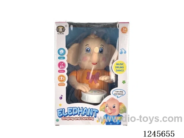 B/O Drumming Elephant W L/M not included battery 2 colors