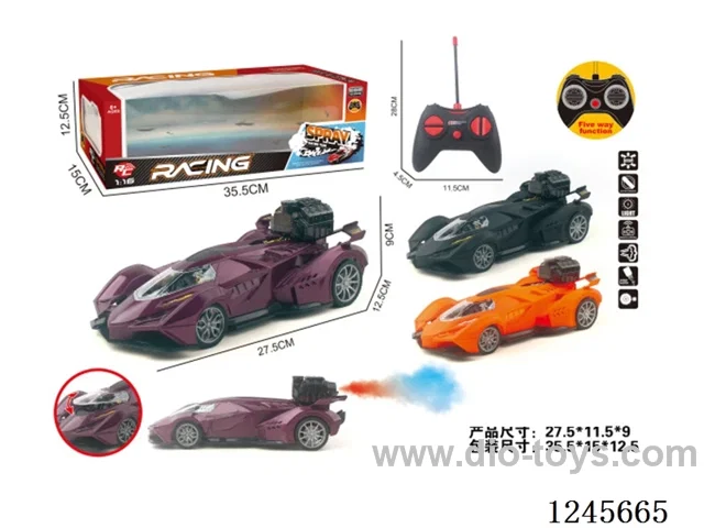 1: 16 5ch RC car with light /spray included battery 3 colors