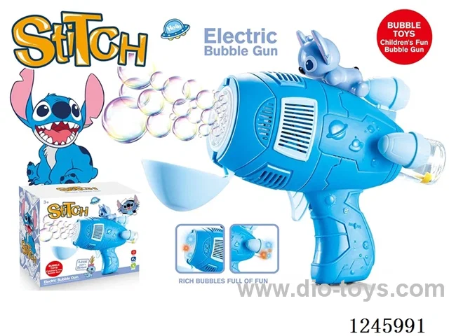 Stitch B/O bubble gun 2 colors mixed + 1 bottle of 60ml bubble water (7 color lights)