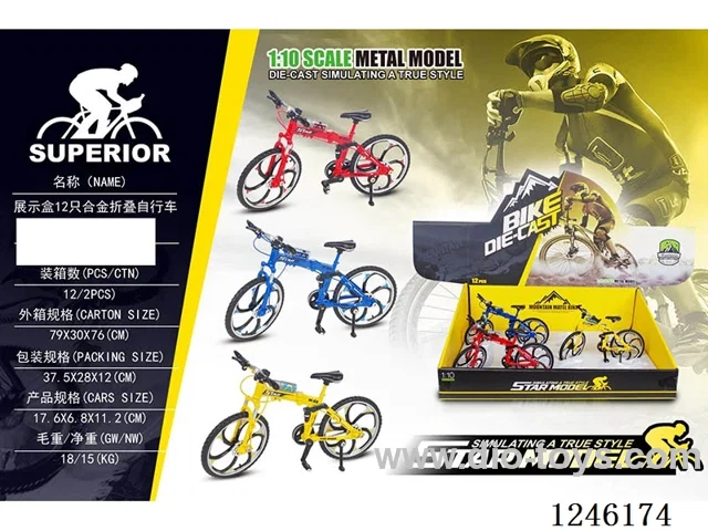 1:10 Alloy Mountain Bike 12PCS, 3 Colours Mixed-free wheel