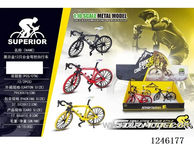 1:10 Alloy Mountain Bike 12PCS, 3 Colours Mixed-free wheel