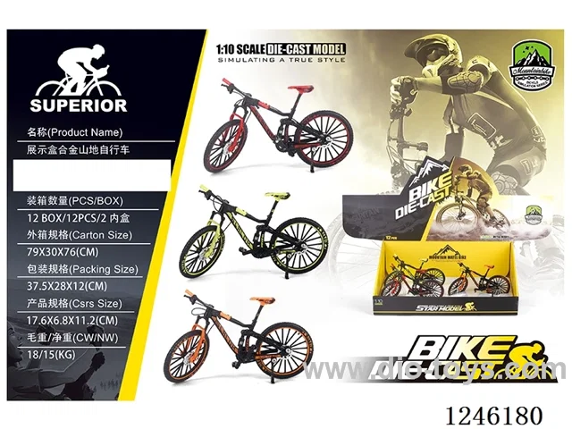 1:10 Alloy Mountain Bike 12PCS, 3 Colours Mixed-free wheel