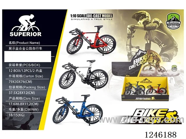 1:10 Alloy Mountain Bicycle, 3 Colours Mixed - Free Wheel