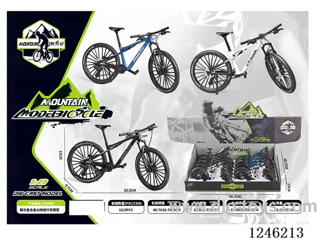 1:10 Alloy Mountain Bike 12PCS, 3 Colours Mixed - free wheel