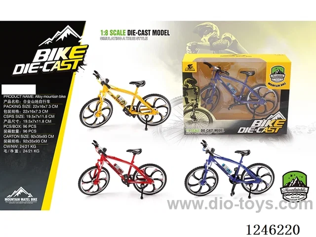 1:8 Alloy Mountain Bike, 3 Colours Mixed - Free Wheel