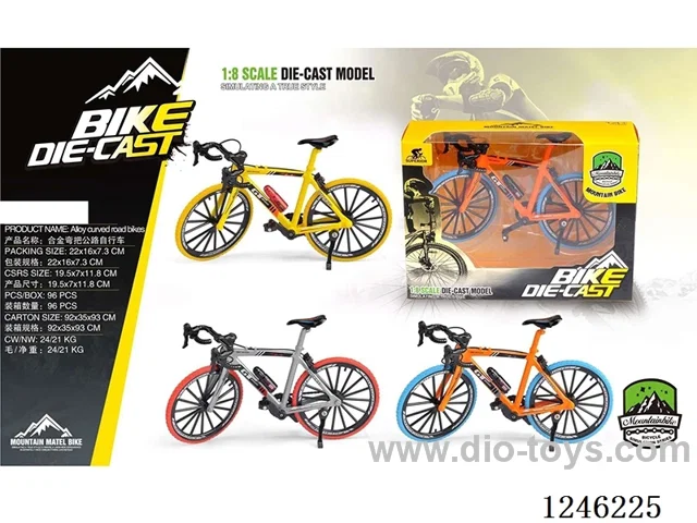 1:8 Alloy Mountain Bicycle, 3 Colours Mixed-free wheel