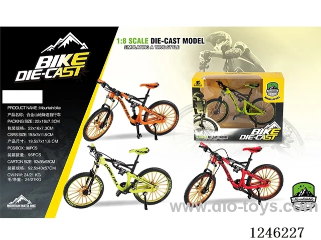 1:8 Alloy Mountain Bicycle, 3 Colours Mixed-free wheel