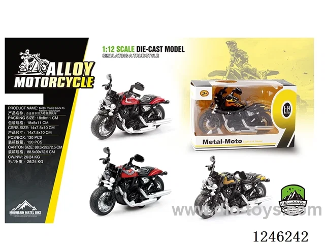 Harley Alloy Motorcycle - Pull Back W L/M, Included Battery